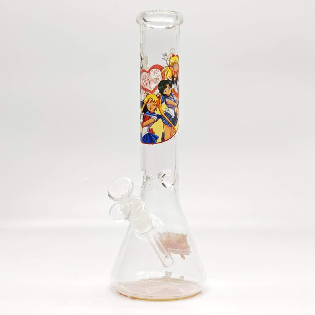 12" 44mm Tube 4mm Cartoon Design Beaker Bong Glass Bong Super Supplys Inc Design-1