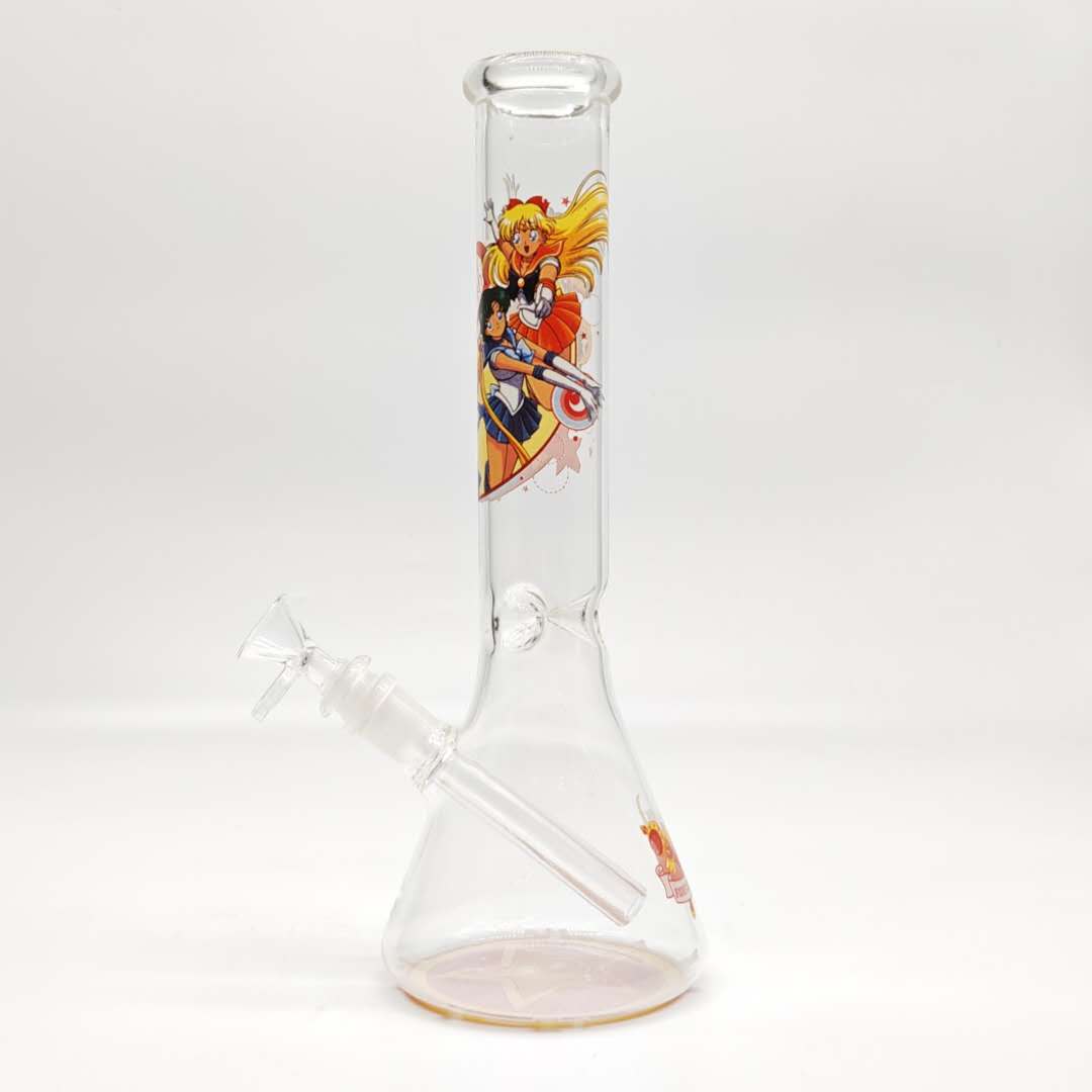 12" 44mm Tube 4mm Cartoon Design Beaker Bong Glass Bong Super Supplys Inc