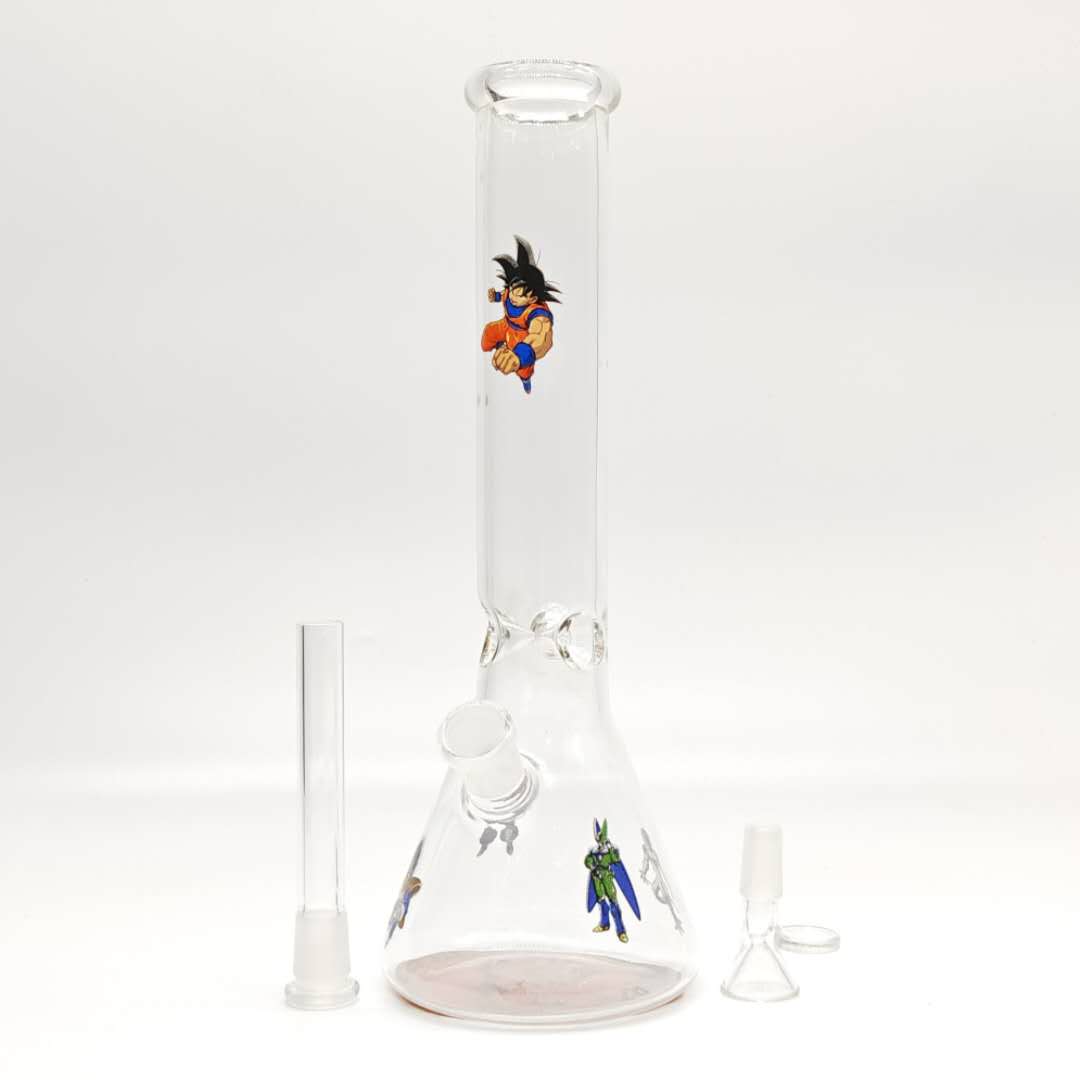 12" 44mm Tube 4mm Cartoon Design Beaker Bong Glass Bong Super Supplys Inc