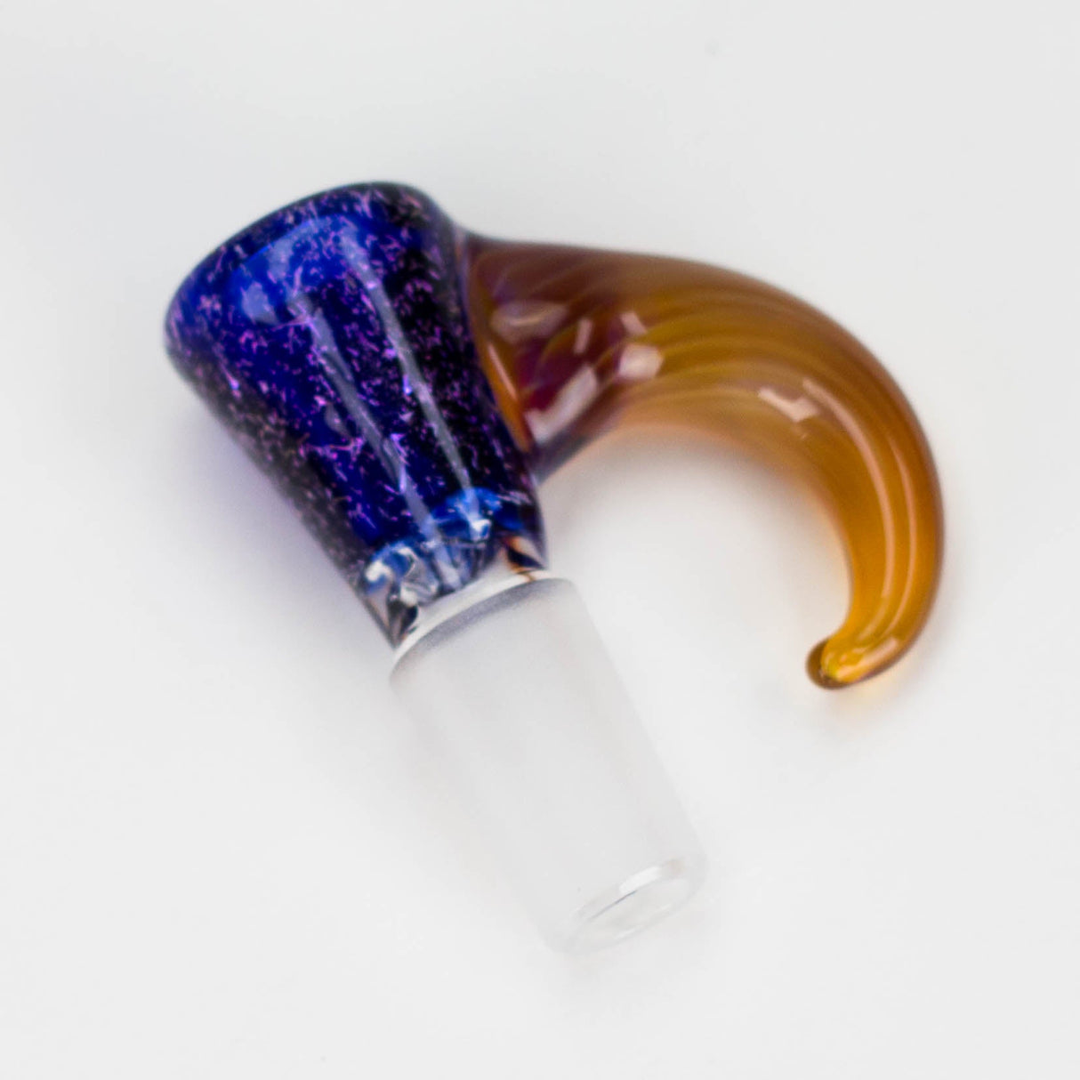 Shine Glassworks | 14mm 3 Hole Dichroic Bowl with coloured Horn - Made in Canada Bowl · Banger · Oil Burner Smoking Cat Distribution Purple & Amber