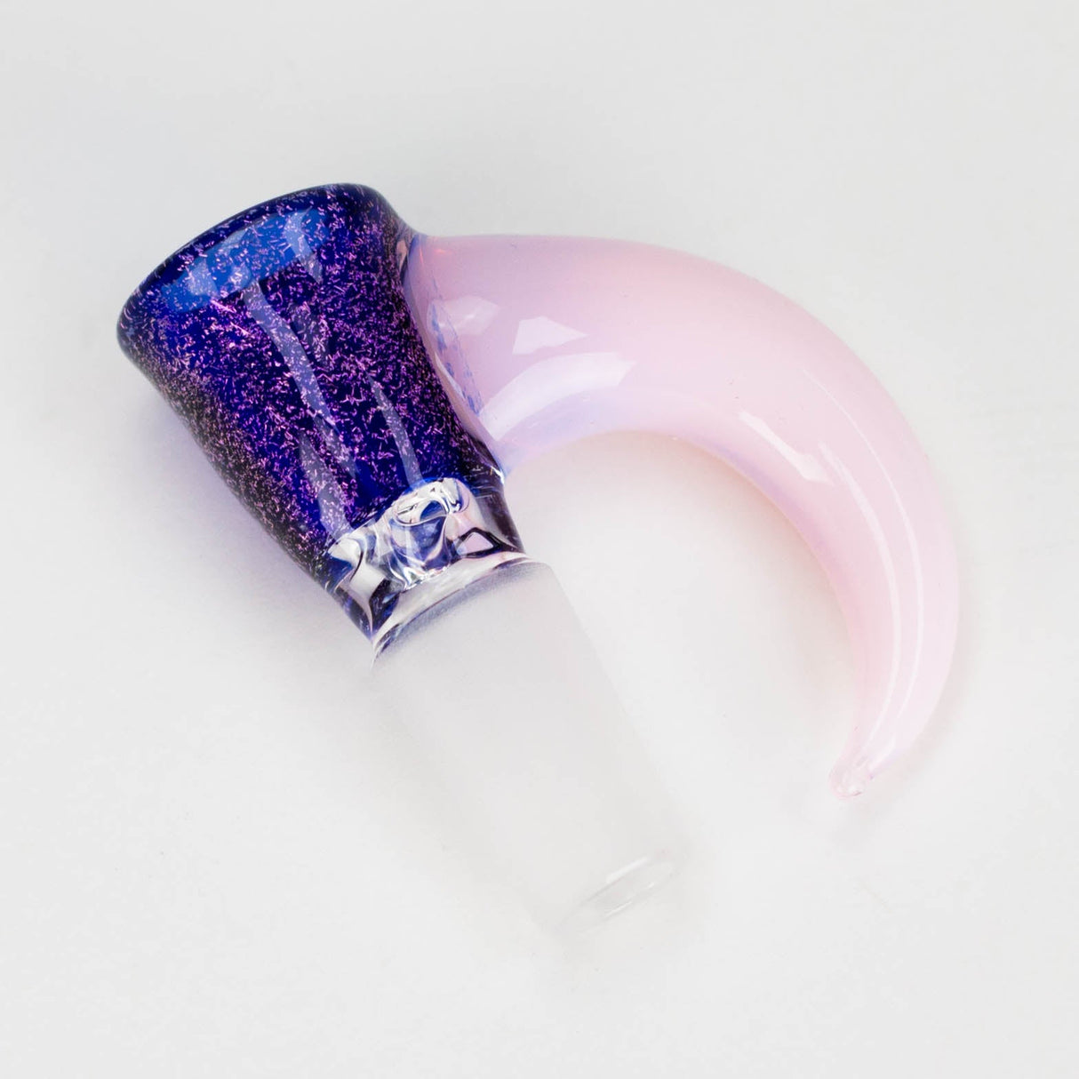Shine Glassworks | 14mm 3 Hole Dichroic Bowl with coloured Horn - Made in Canada Bowl · Banger · Oil Burner Smoking Cat Distribution Purple & Pink