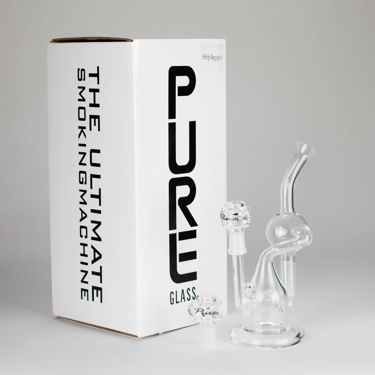 Pure Glass | 8" Infinity Recycler 2 - Flower and Dab Glass Rig PINNACLE DISTRIBUTORS INC.