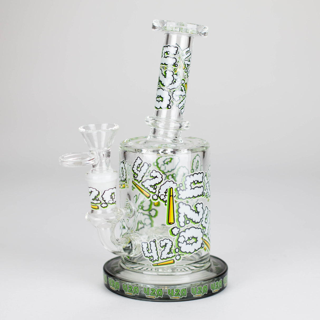 7" Color accented Glass Bong With Perc- 420 Special Edition Glass Bong 777 Smoke
