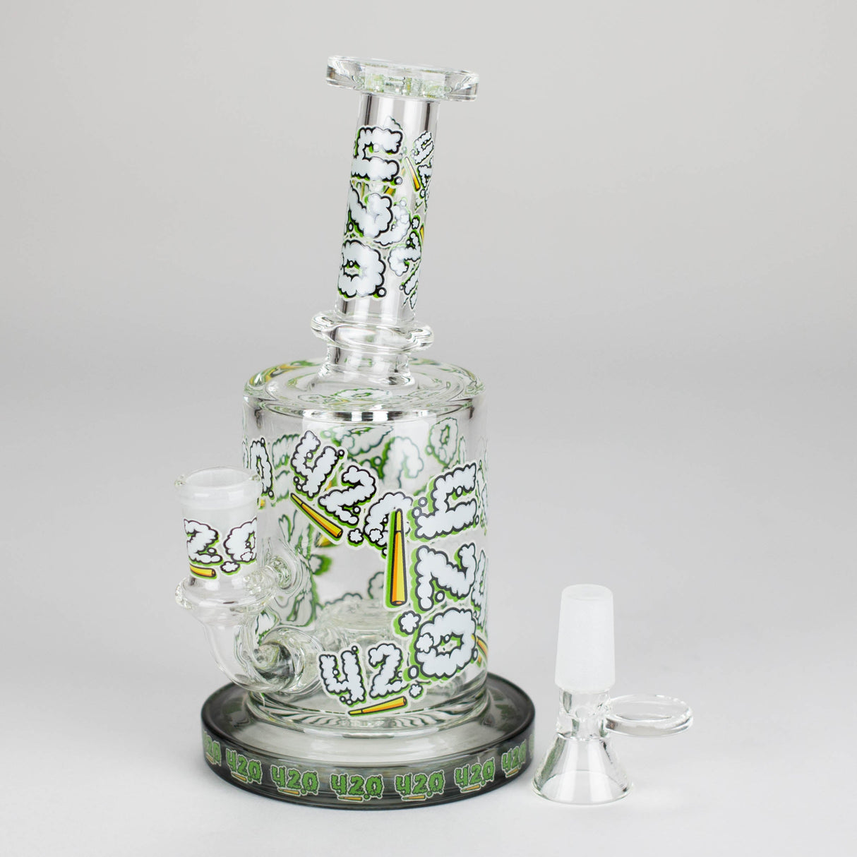 7" Color accented Glass Bong With Perc- 420 Special Edition Glass Bong 777 Smoke