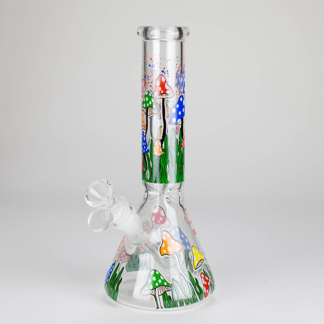 Z10" Glow in the dark Glass Bong With Mushroom Design Glass Bong 777 Smoke