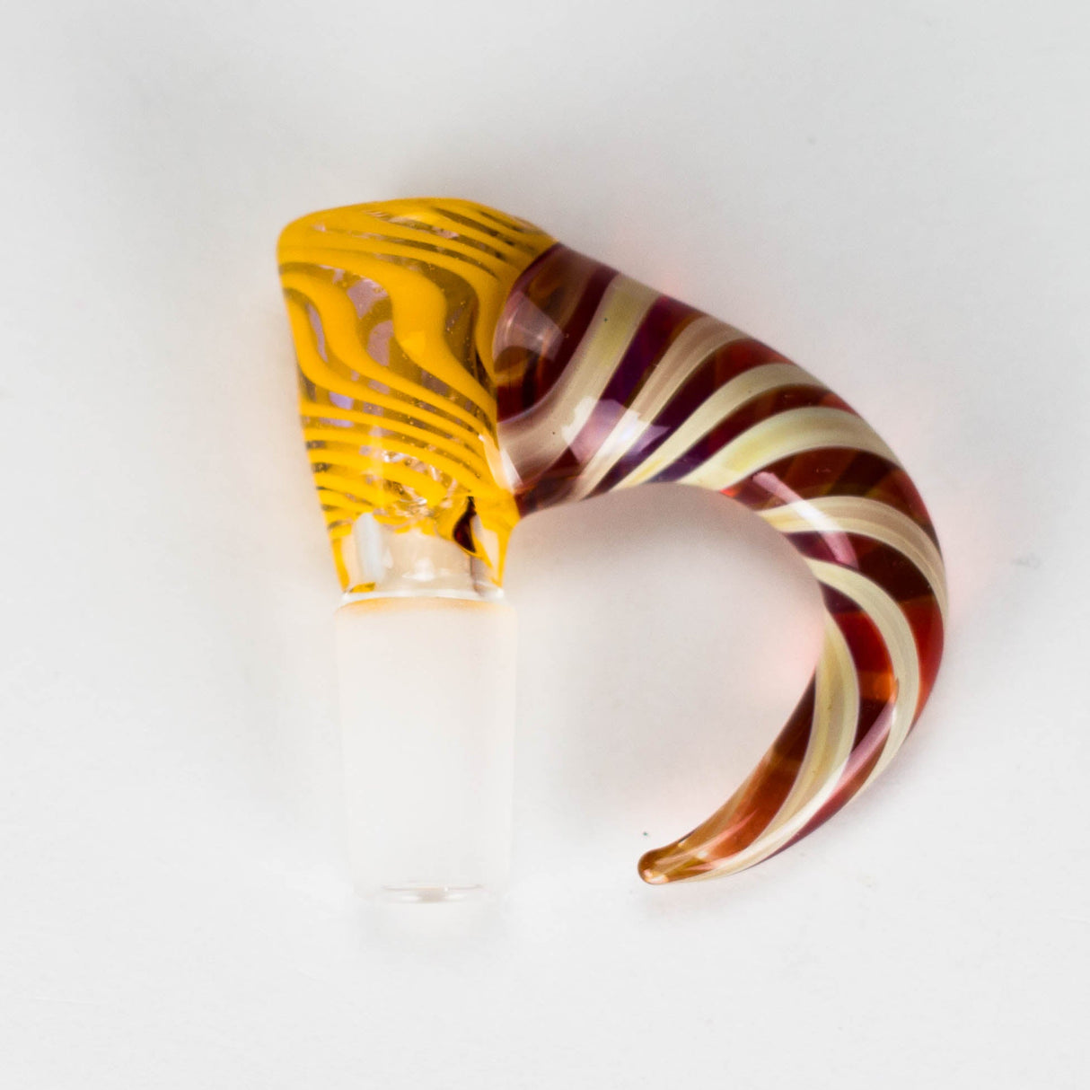 Shine Glassworks | 14mm 3 Hole Vacstack Bowl with Horn - Made in Canada Bowl · Banger · Oil Burner Smoking Cat Distribution Yellow Bowl with various colour horns