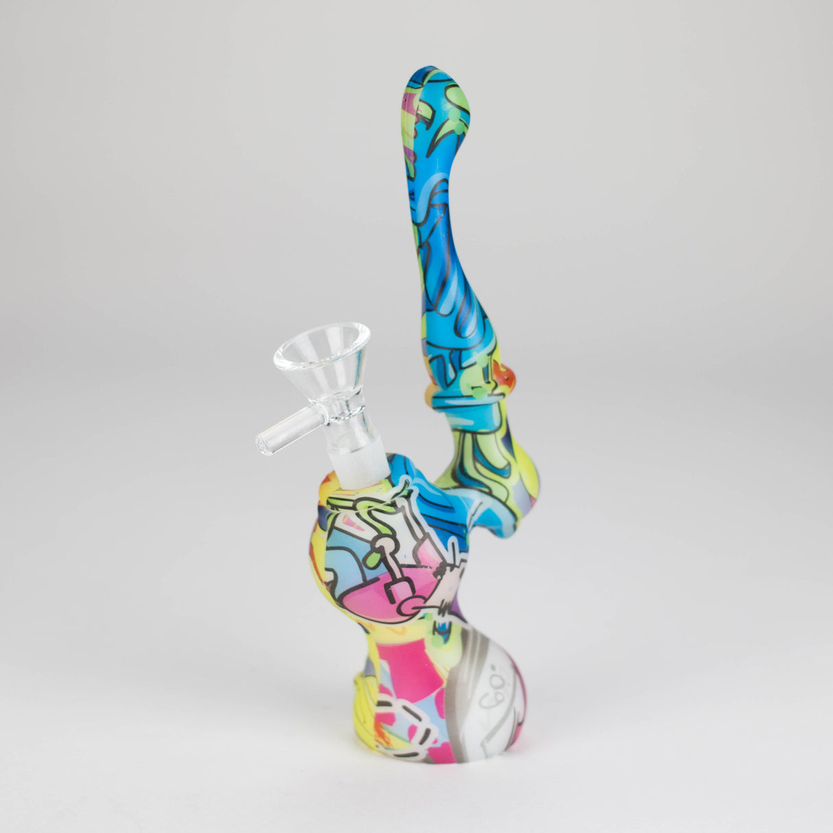 7" Single chamber graphic silicone bubbler-Assorted Silicone Pipe ONE