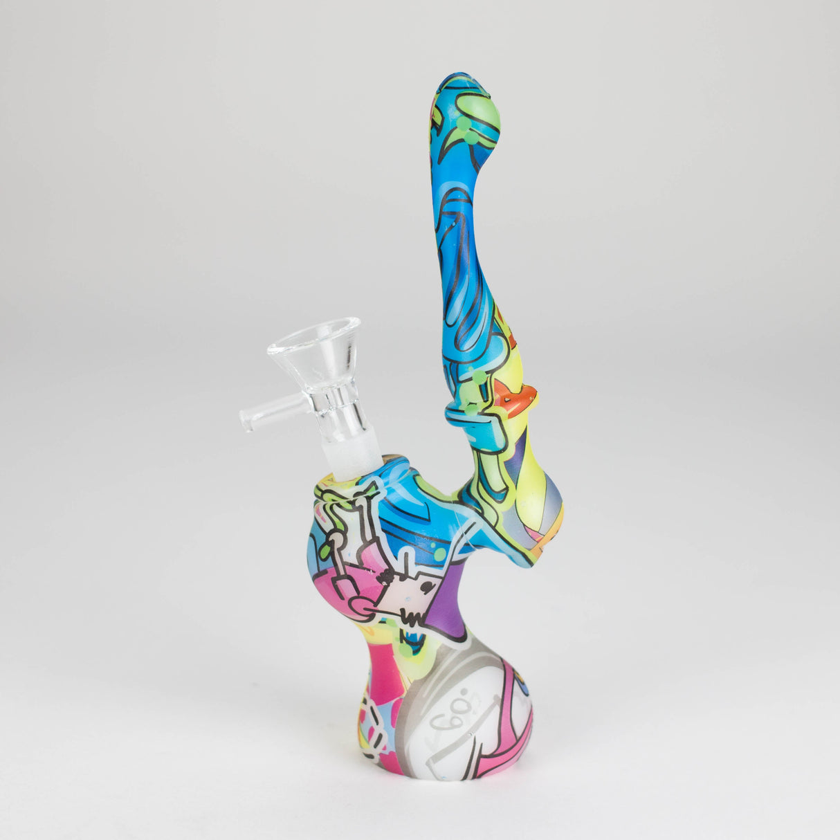 7" Single chamber graphic silicone bubbler-Assorted Silicone Pipe ONE