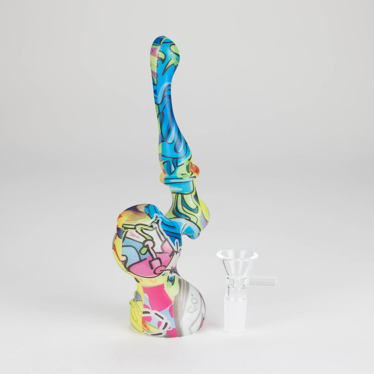 7" Single chamber graphic silicone bubbler-Assorted Silicone Pipe ONE