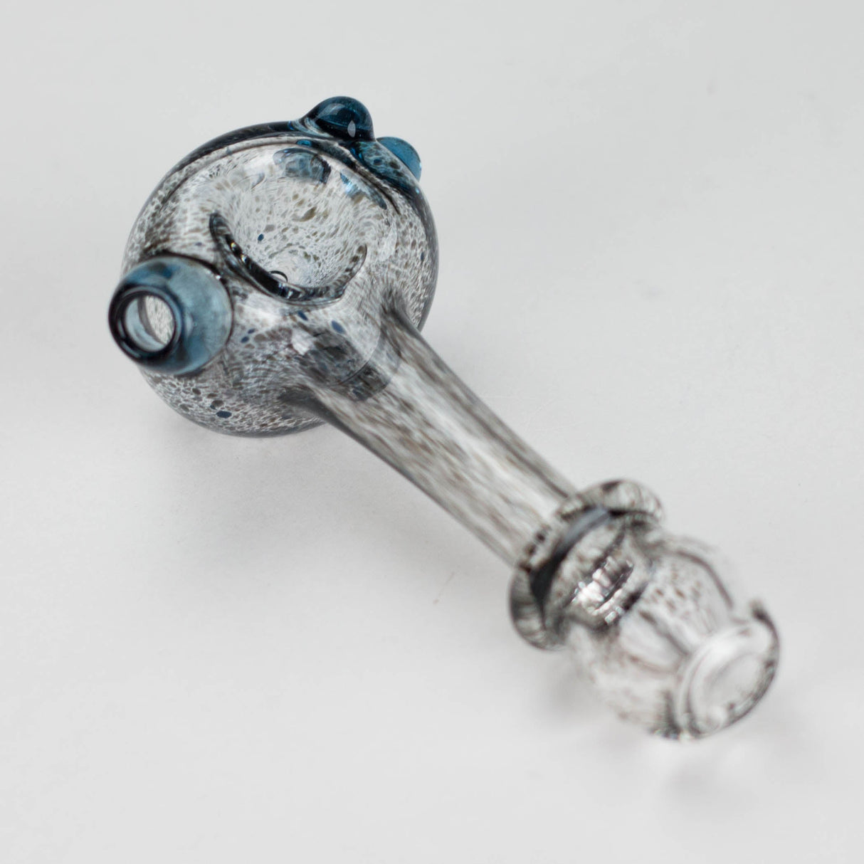 Shine Glassworks | Frit Maria Pipe - Made in Canada Glass Pipe Smoking Cat Distribution Clear with Blue Accent
