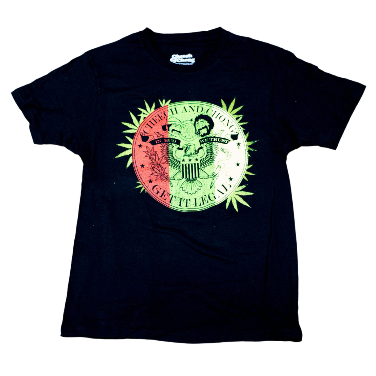 Cheech & Chong | "Leaves Outside Circle" Men's T-Shirt Black - Officially Licensed Short Sleeve Philcos Medium