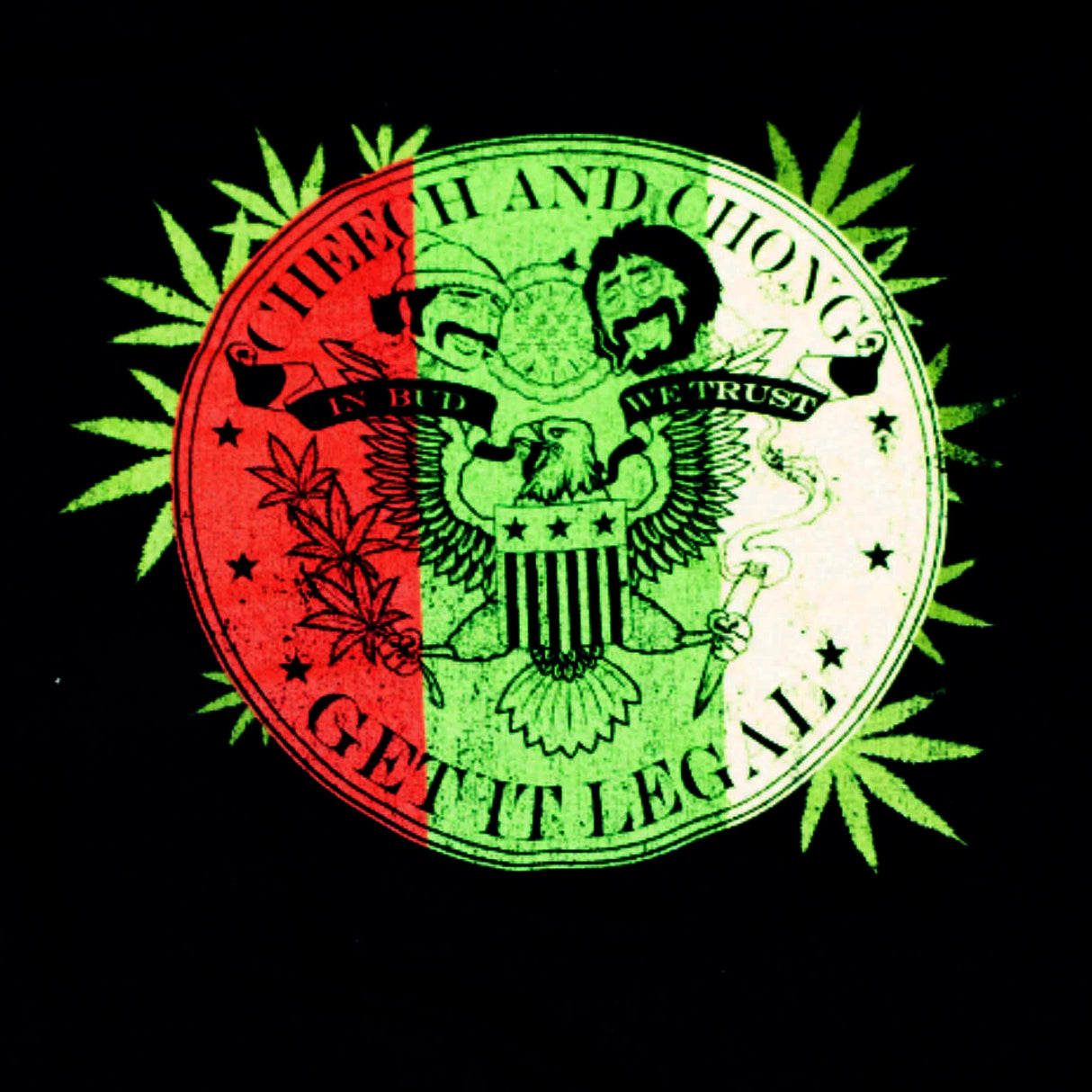 Cheech & Chong | "Leaves Outside Circle" Men's T-Shirt Black - Officially Licensed Short Sleeve Philcos