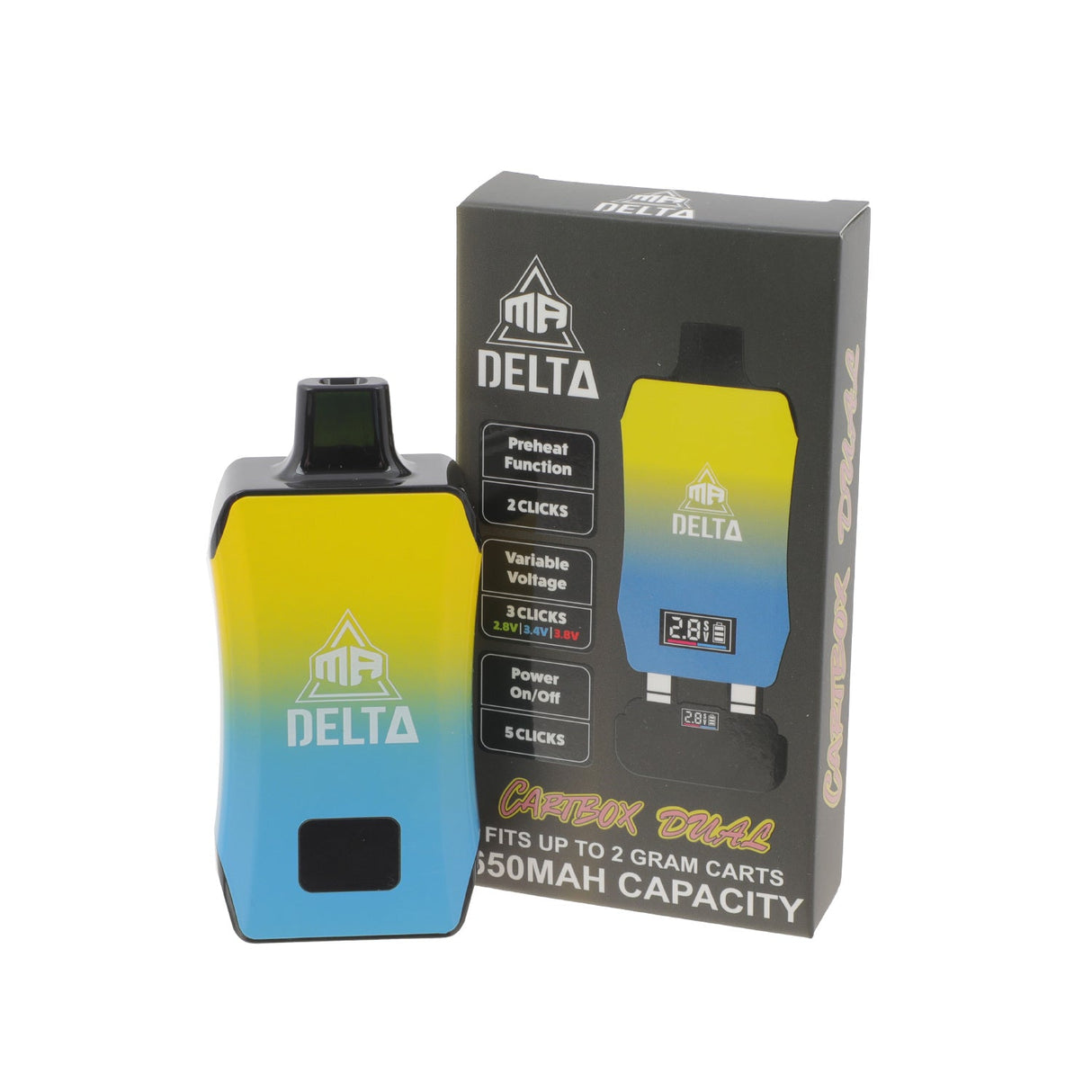 Mr. Delta 510 Dual Catridge Thread Battery Cartbox Dual-5CT 510 Battery Super Supplys Inc Yellow+Blue