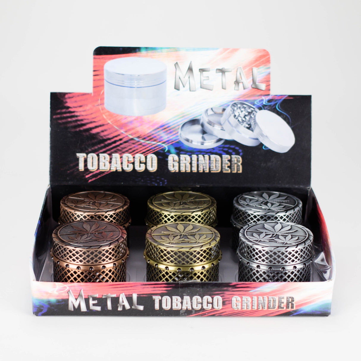 Iron Mesh Leaf Grinder 4pts Box of 6 Display Pack JJ Distribution