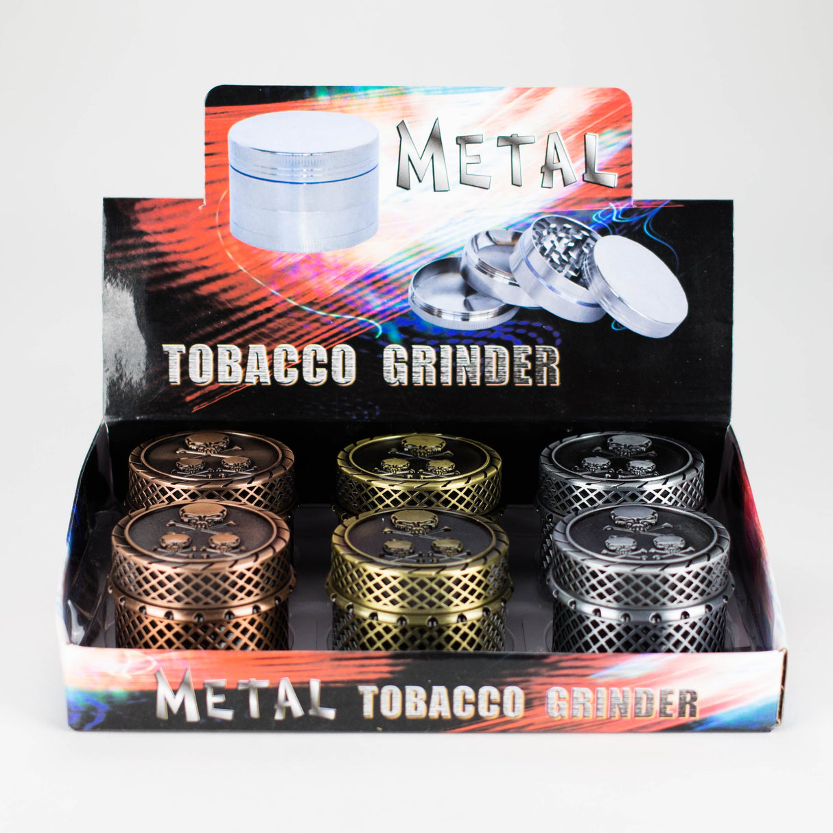 Iron Mesh Skull Grinder 4pts Box of 6 Display Pack JJ Distribution