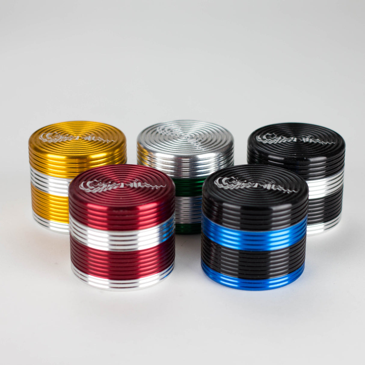 Genie | Two tone Aluminum 4pts Grinder Box of 9 Display Pack JJ Distribution