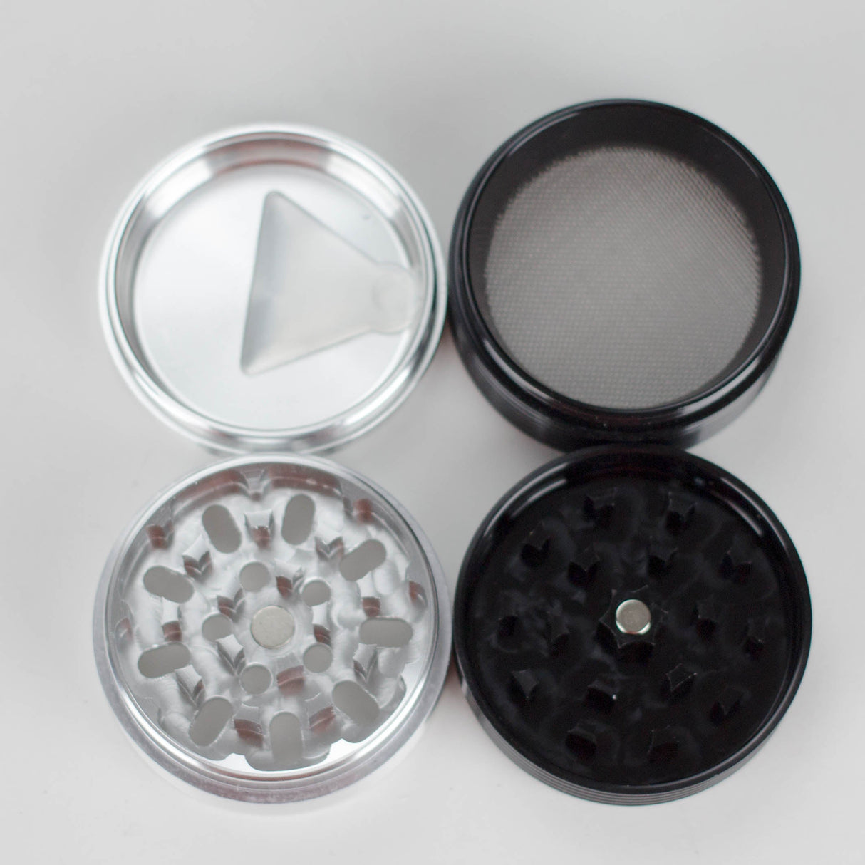 Genie | Two tone Aluminum 4pts Grinder Box of 9 Display Pack JJ Distribution