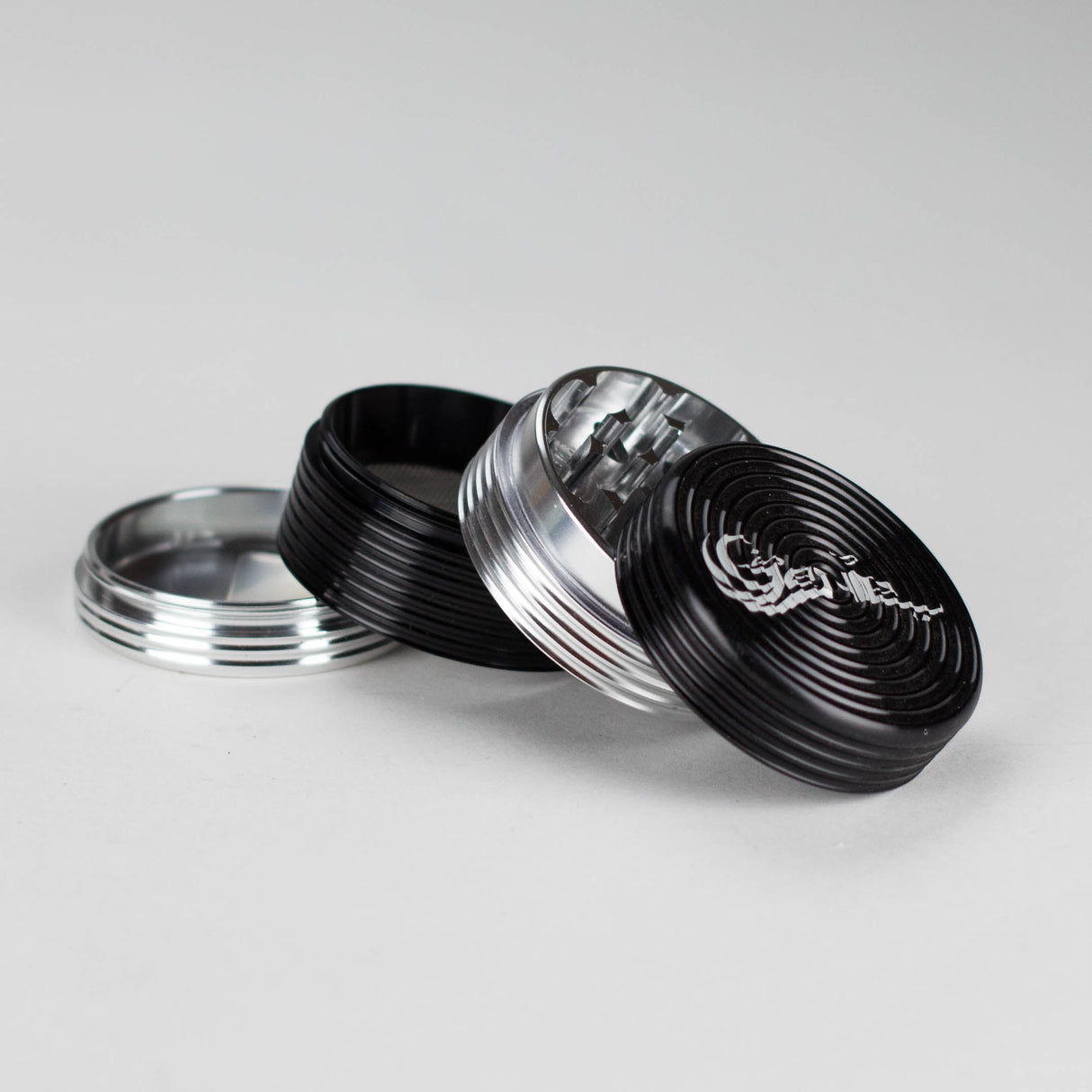 Genie | Two tone Aluminum 4pts Grinder Box of 9 Display Pack JJ Distribution