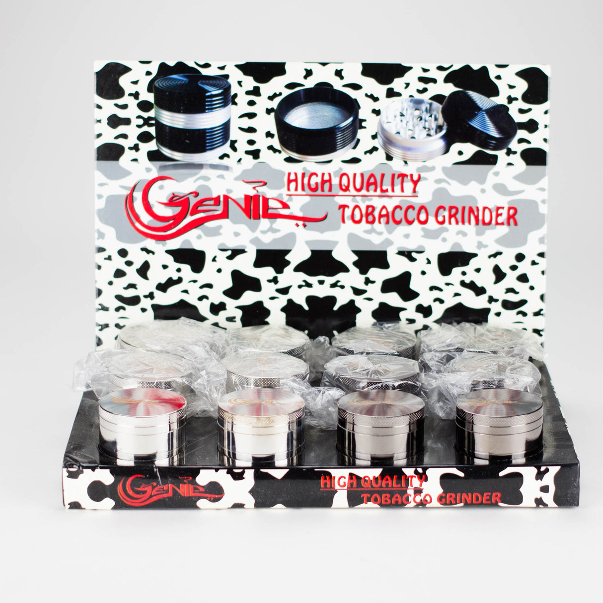 Genie | Metal Mini Grinder 4pts Box of 12 Display Pack JJ Distribution