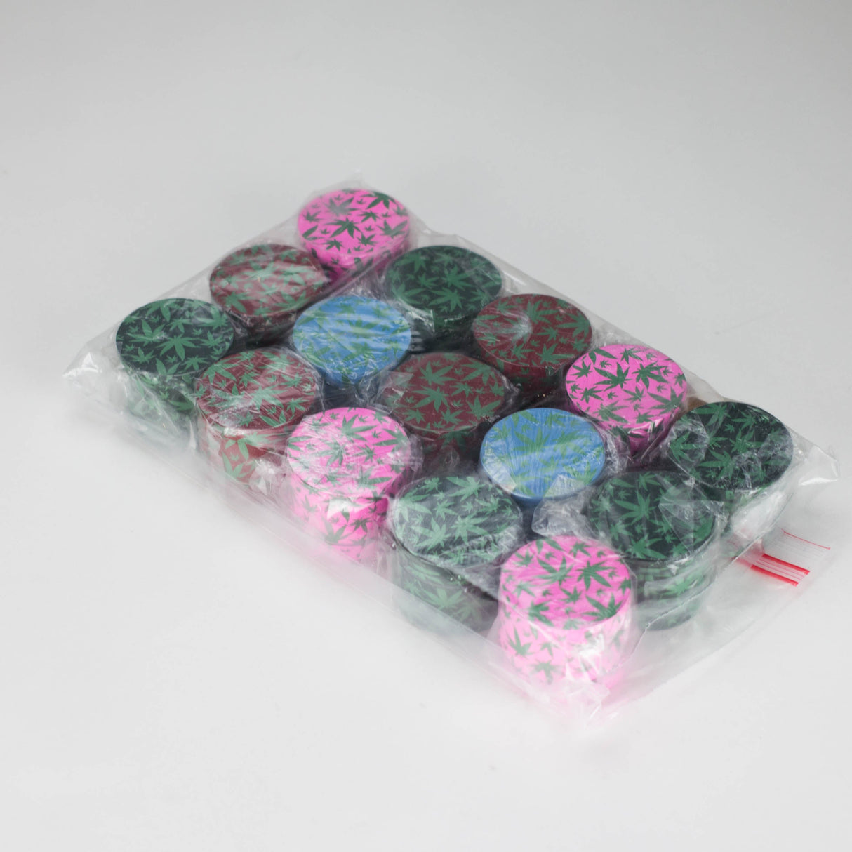 45mm Leaf aluminium grinder Pack of 15 Display Pack Bongzie Smokes