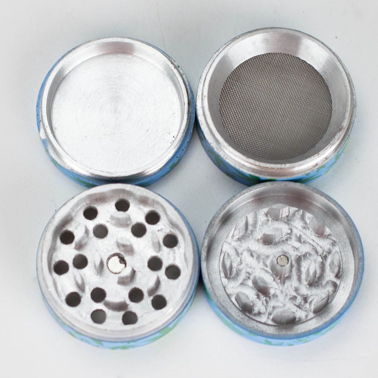 45mm Leaf aluminium grinder Pack of 15 Display Pack Bongzie Smokes