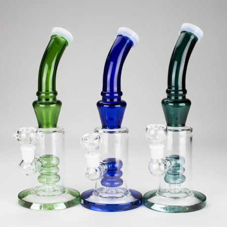 10" Bent Neck Glass Bong – Water Diffuser (Color May Vary) Glass Bong Bongzie Smokes