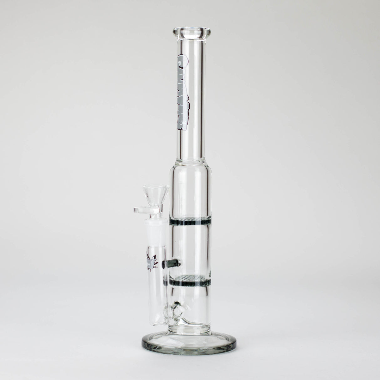 Ganjavibes | 11" Double Honeycomb Percolator Glass Bong Glass Bong Maple Craft Inc Grey