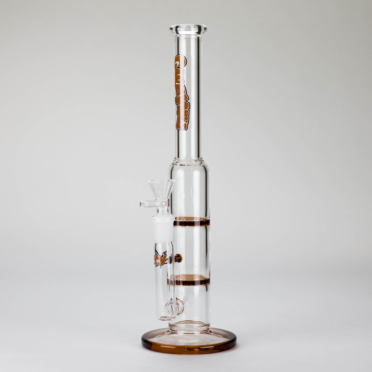 Ganjavibes | 11" Double Honeycomb Percolator Glass Bong Glass Bong Maple Craft Inc Amber
