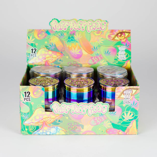 Z2" Metal Grinder 4 Layers with Mushroom Design Box of 12 Display Pack 777 Smoke