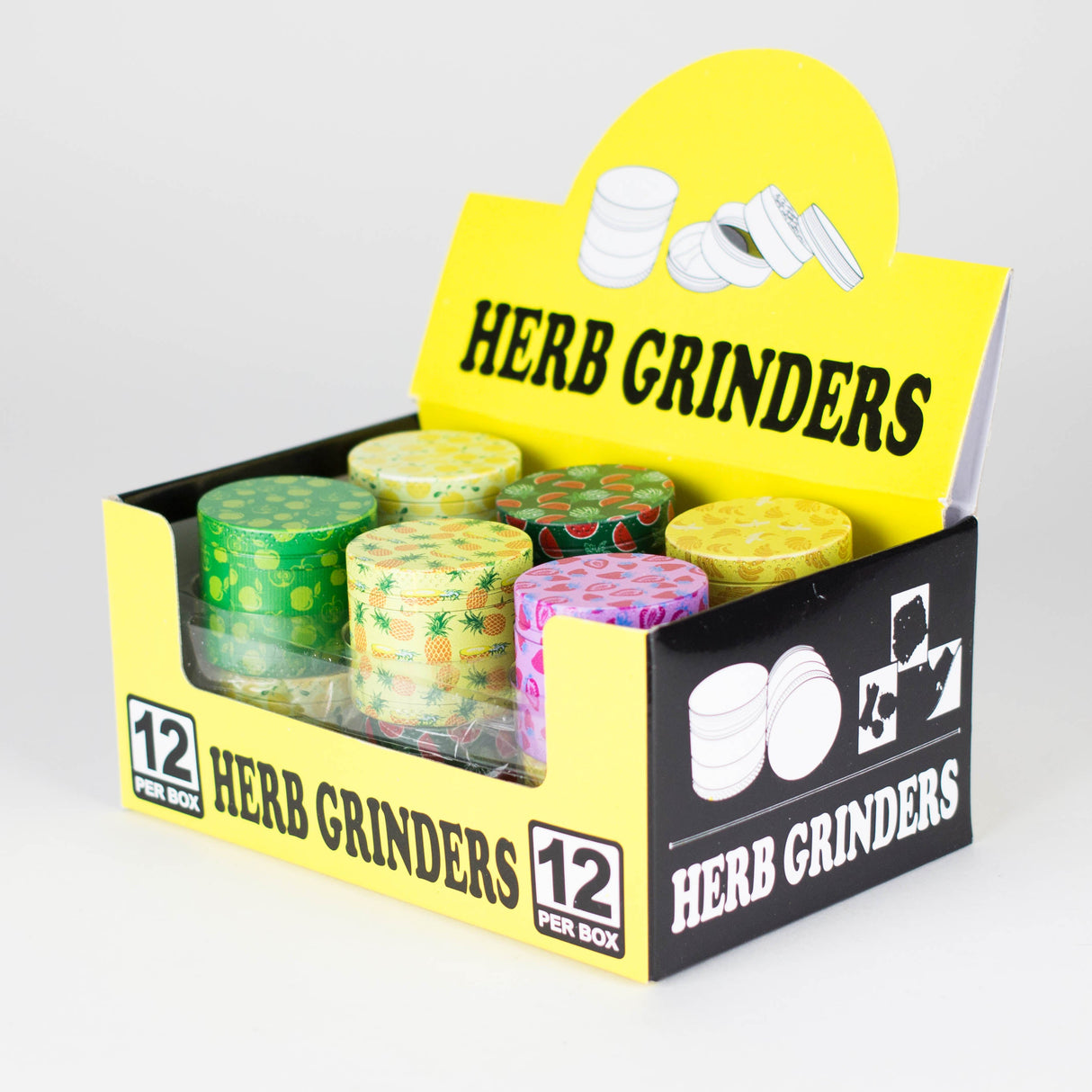 Z1.5" Metal Grinder 4 Layers with Fruit Design Box of 12 Display Pack 777 Smoke