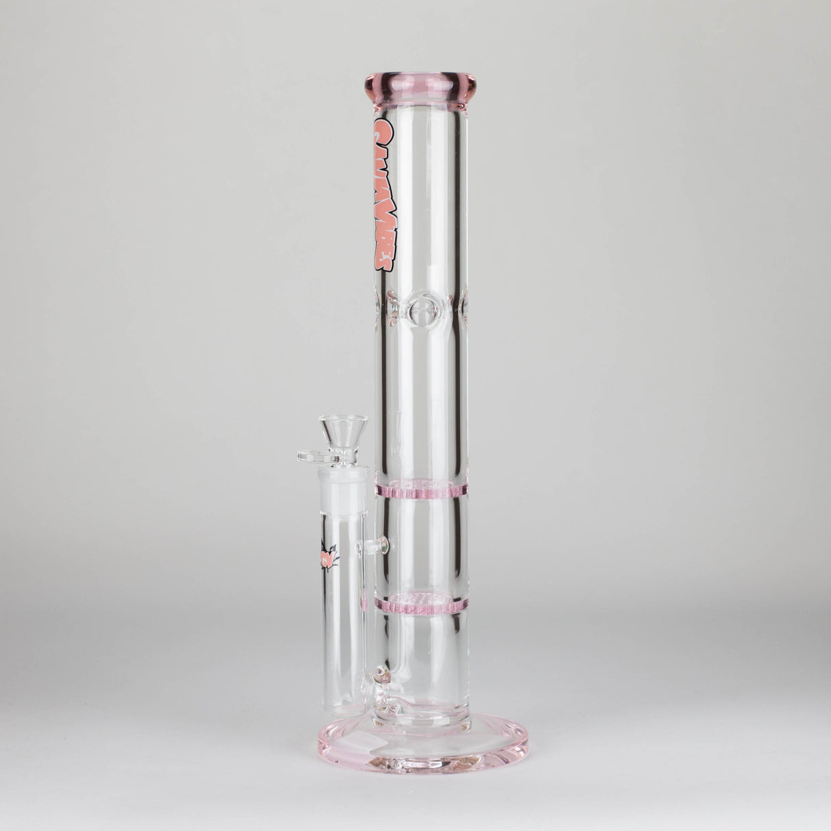 Ganjavibes | Honeycomb 14 Inches Two Disk Percolator Glass Bong By Irie Vibes Series Glass Bong Maple Craft Inc Pink