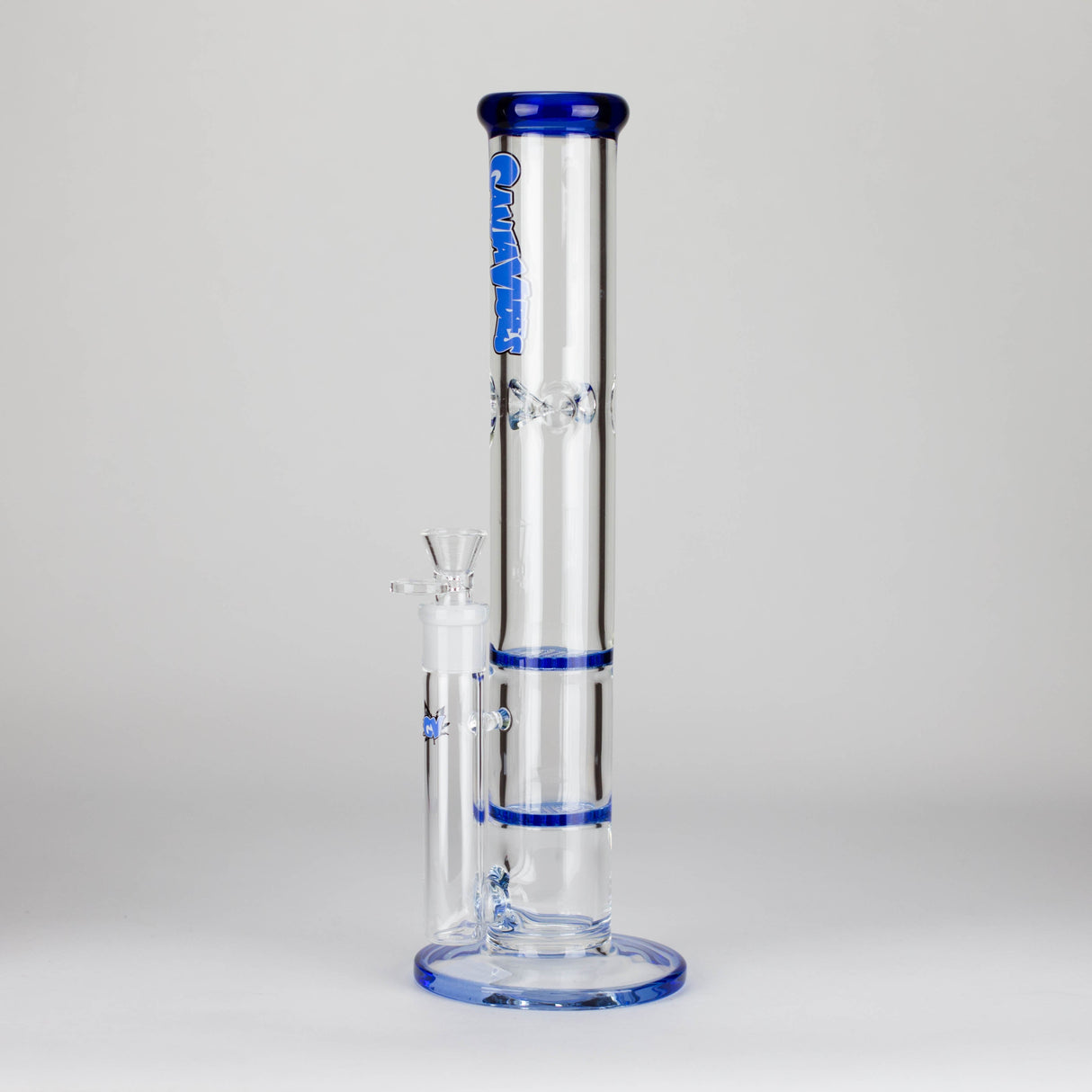 Ganjavibes | Honeycomb 14 Inches Two Disk Percolator Glass Bong By Irie Vibes Series Glass Bong Maple Craft Inc Blue