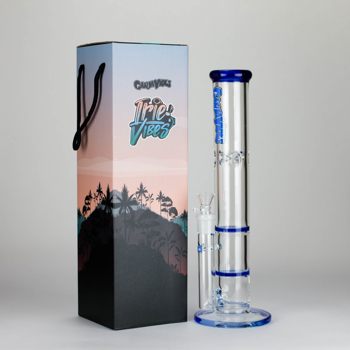 Ganjavibes | Honeycomb 14 Inches Two Disk Percolator Glass Bong By Irie Vibes Series Glass Bong Maple Craft Inc