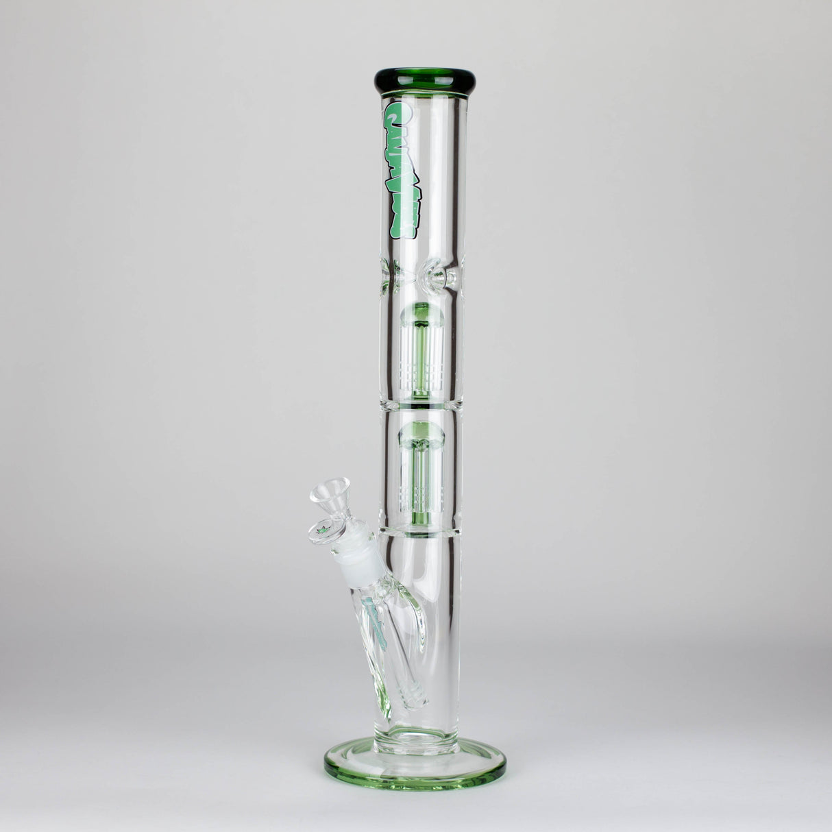 Ganjavibes | 17" Double Tree Percolator Glass Bong By Irie Vibes Glass Bong Maple Craft Inc Green