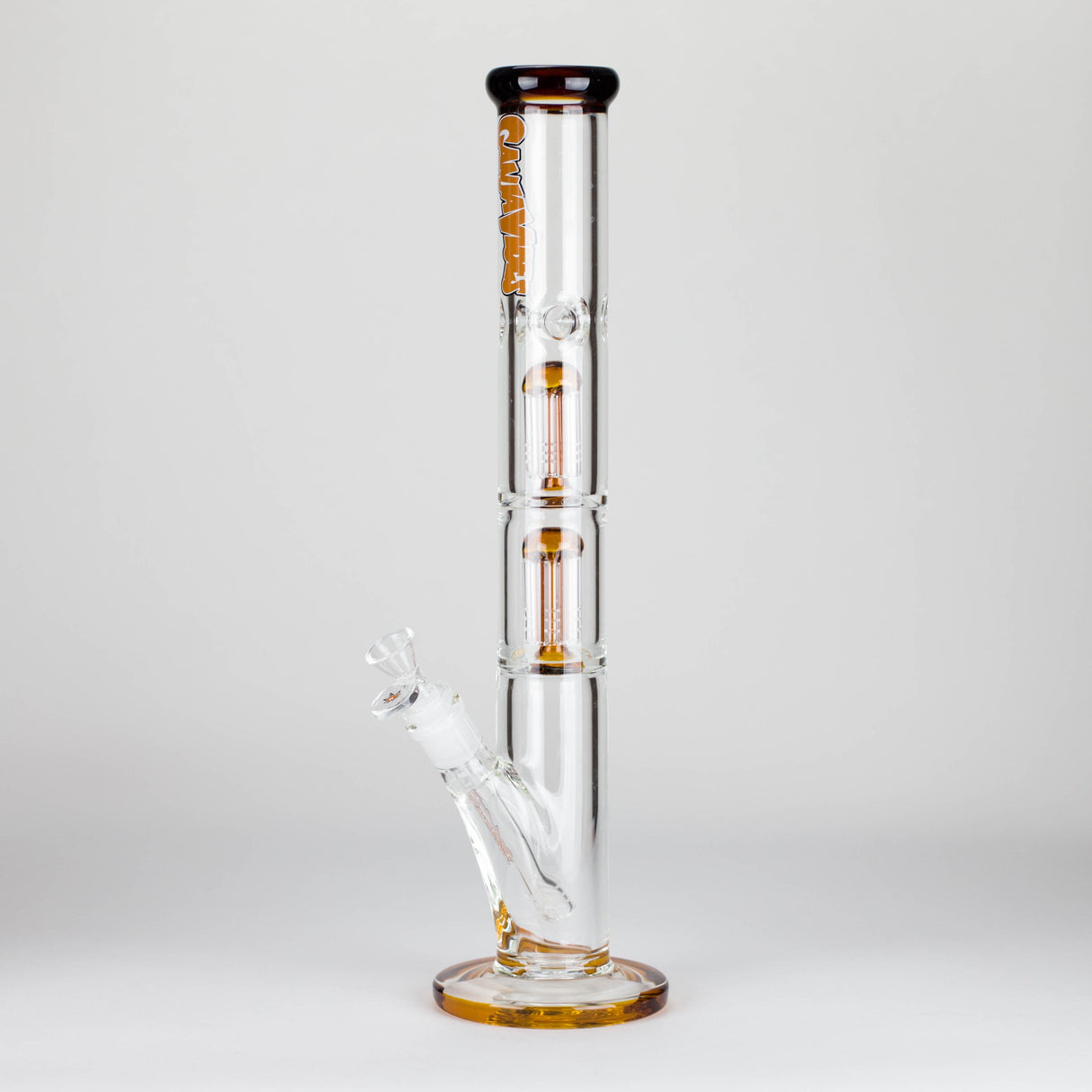 Ganjavibes | 17" Double Tree Percolator Glass Bong By Irie Vibes Glass Bong Maple Craft Inc Amber