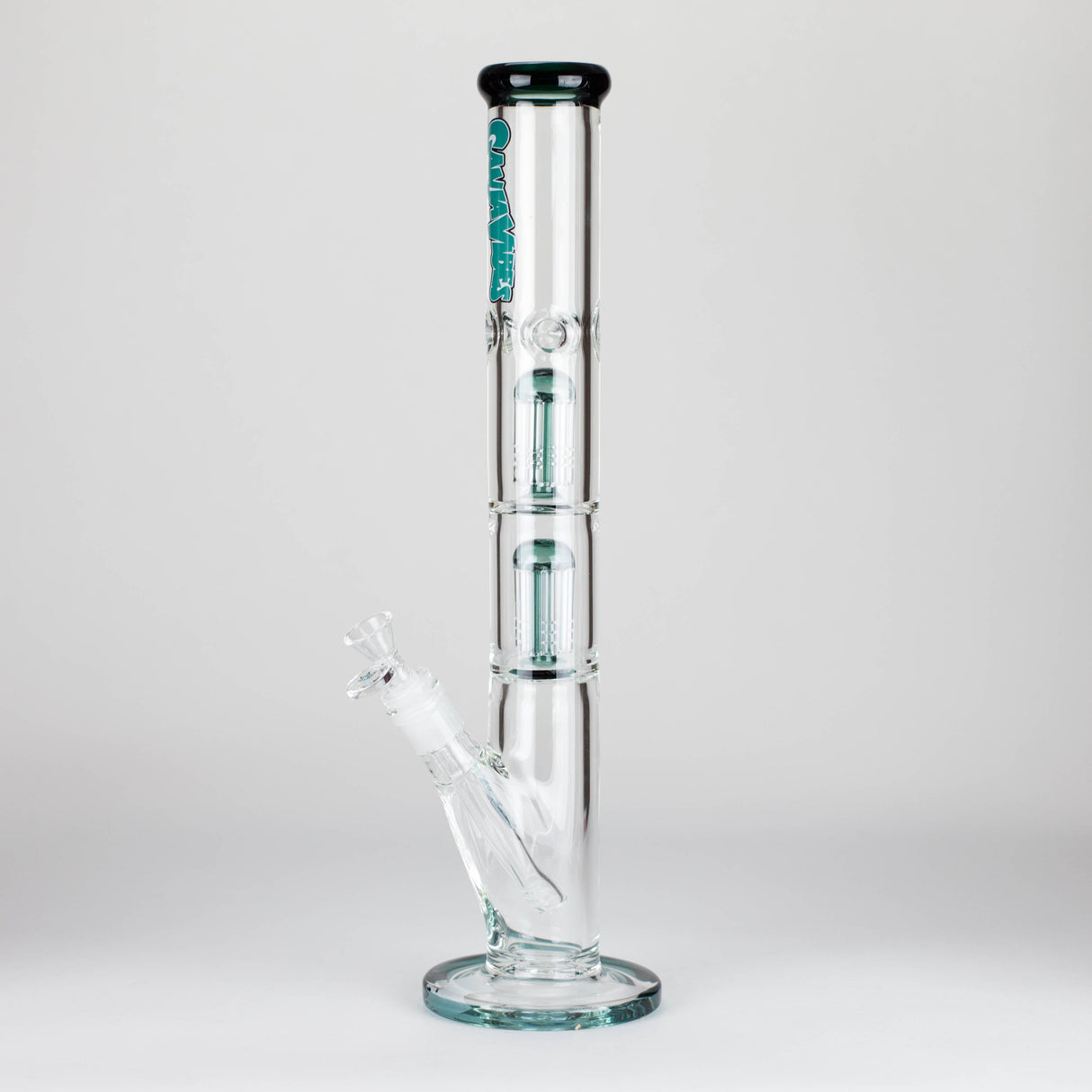Ganjavibes | 17" Double Tree Percolator Glass Bong By Irie Vibes Glass Bong Maple Craft Inc Teal