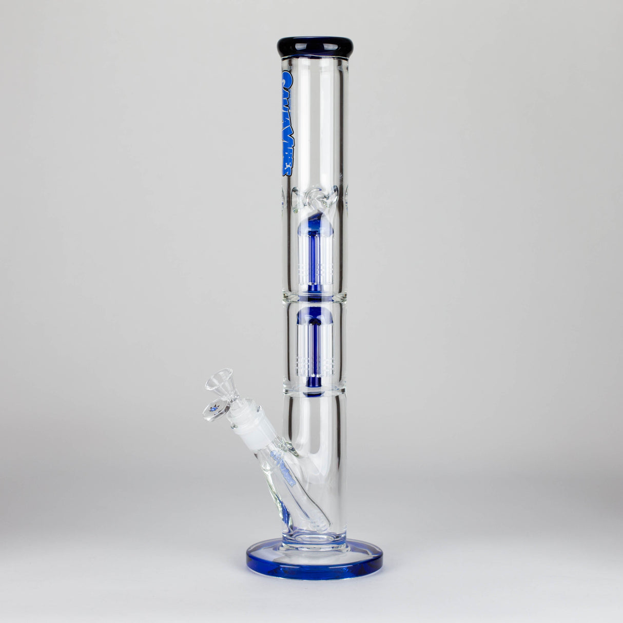 Ganjavibes | 17" Double Tree Percolator Glass Bong By Irie Vibes Glass Bong Maple Craft Inc Blue