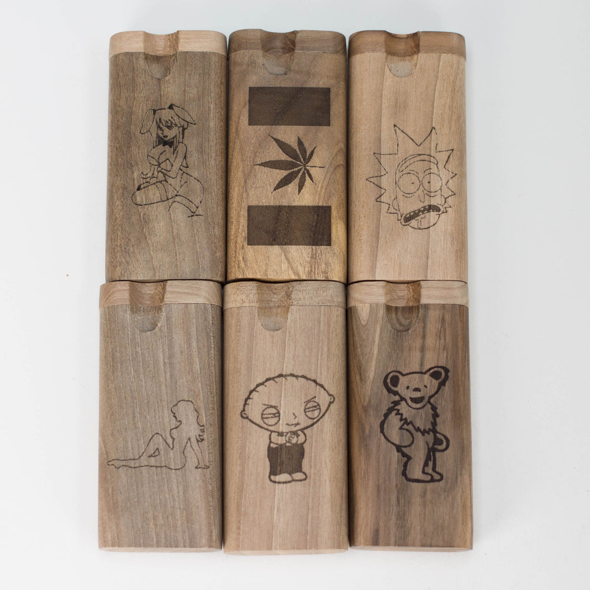 Engraved Wooden Dugout with One-Hitter Bat Wooden Pipe Illuminate Cannabis Co.