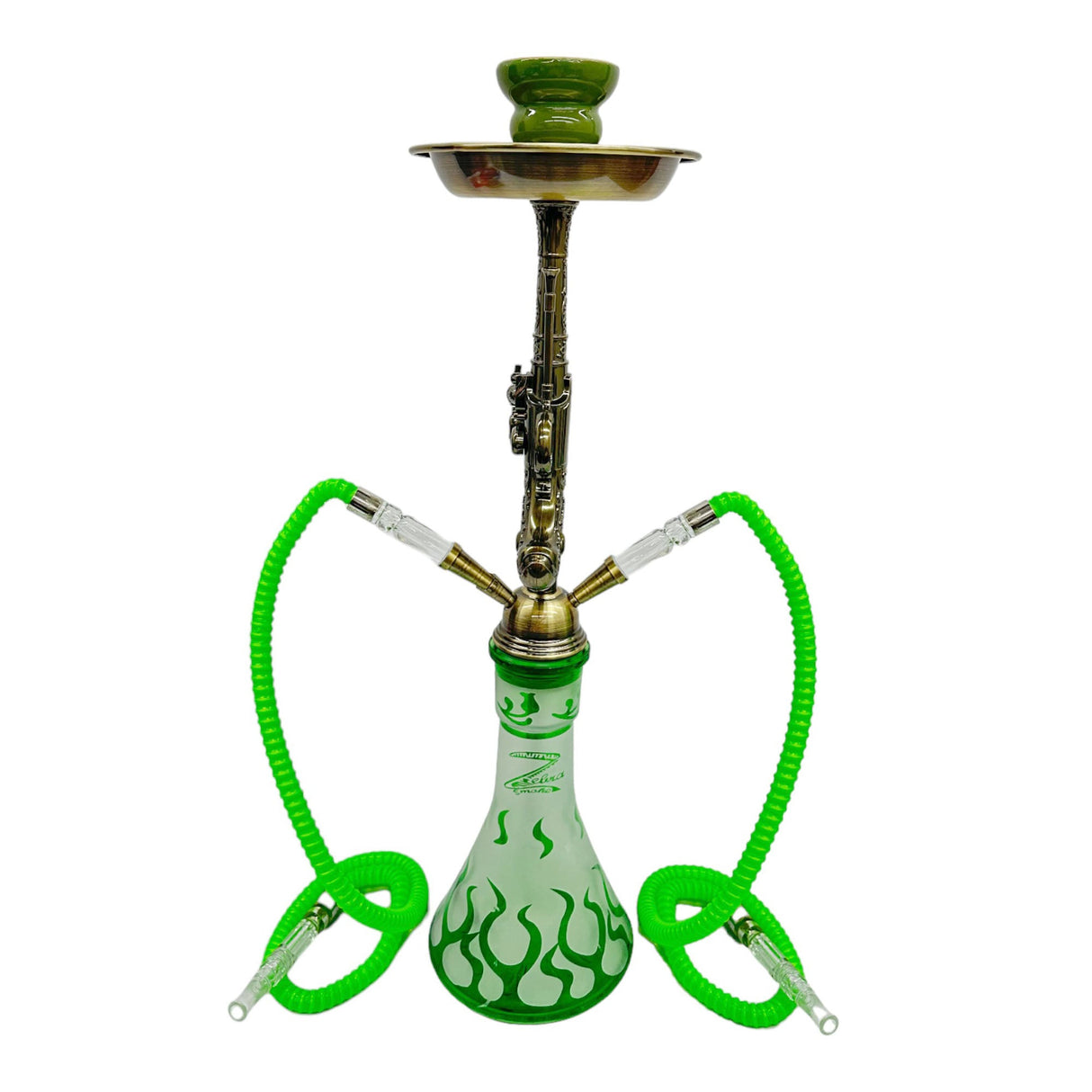 Zebra | 21" Smoke Wild West Gun 2-Hose Hookah Hookah Jatiimports LLC Green