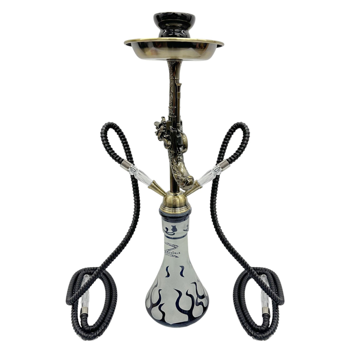 Zebra | 21" Smoke Wild West Gun 2-Hose Hookah Hookah Jatiimports LLC Black