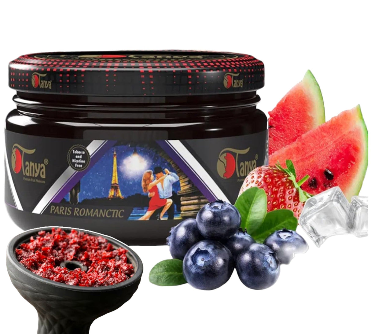 TANYA HOOKAH FLAVOR 250G CAN ZERO NICOTINE- ZERO TOBACCO Flavour Jatiimports LLC PARIS ROMANTIC