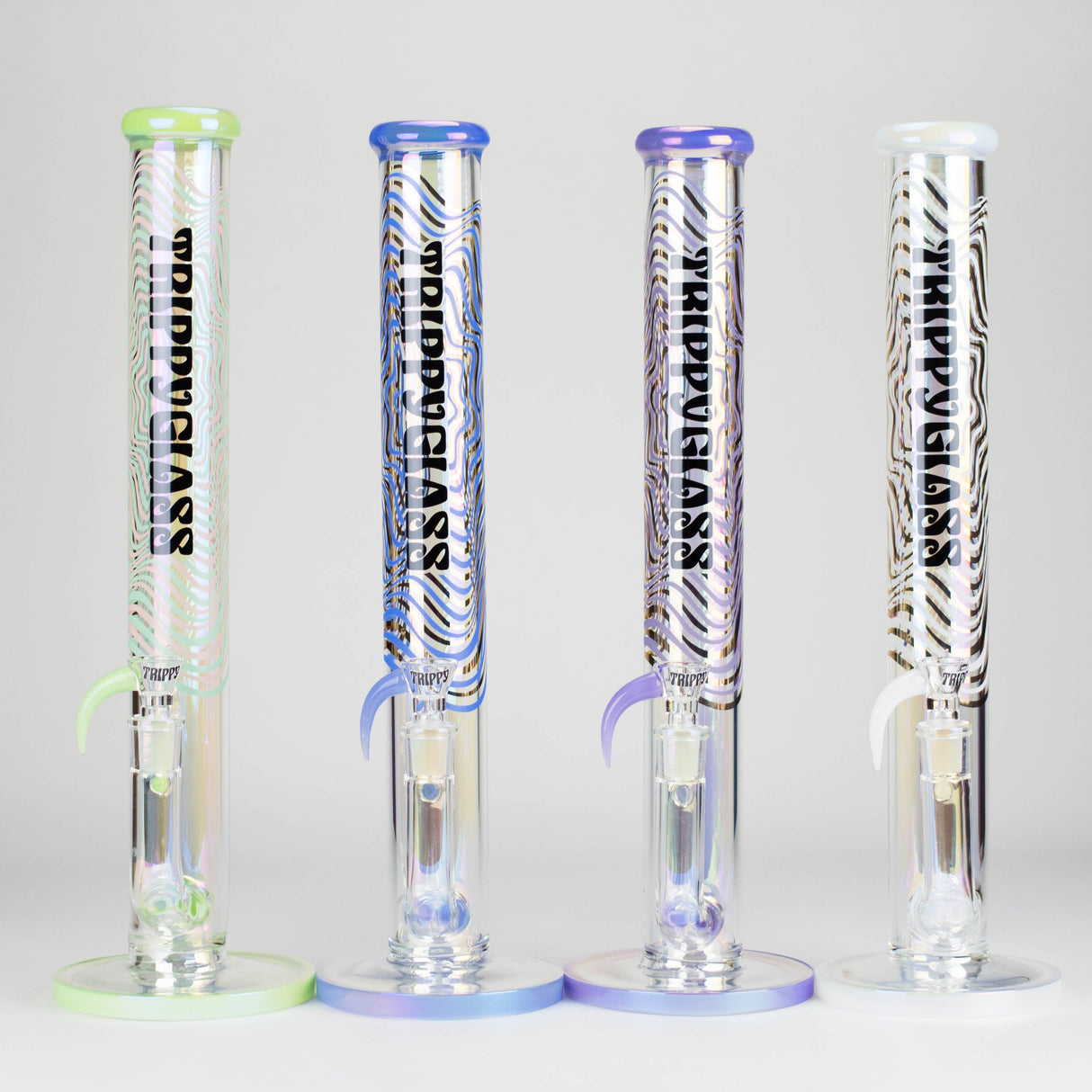 Trippy Glass | 17" Holographic Double Inline Straight Tube Glass Bong Glass Bong Small Biz Distributors