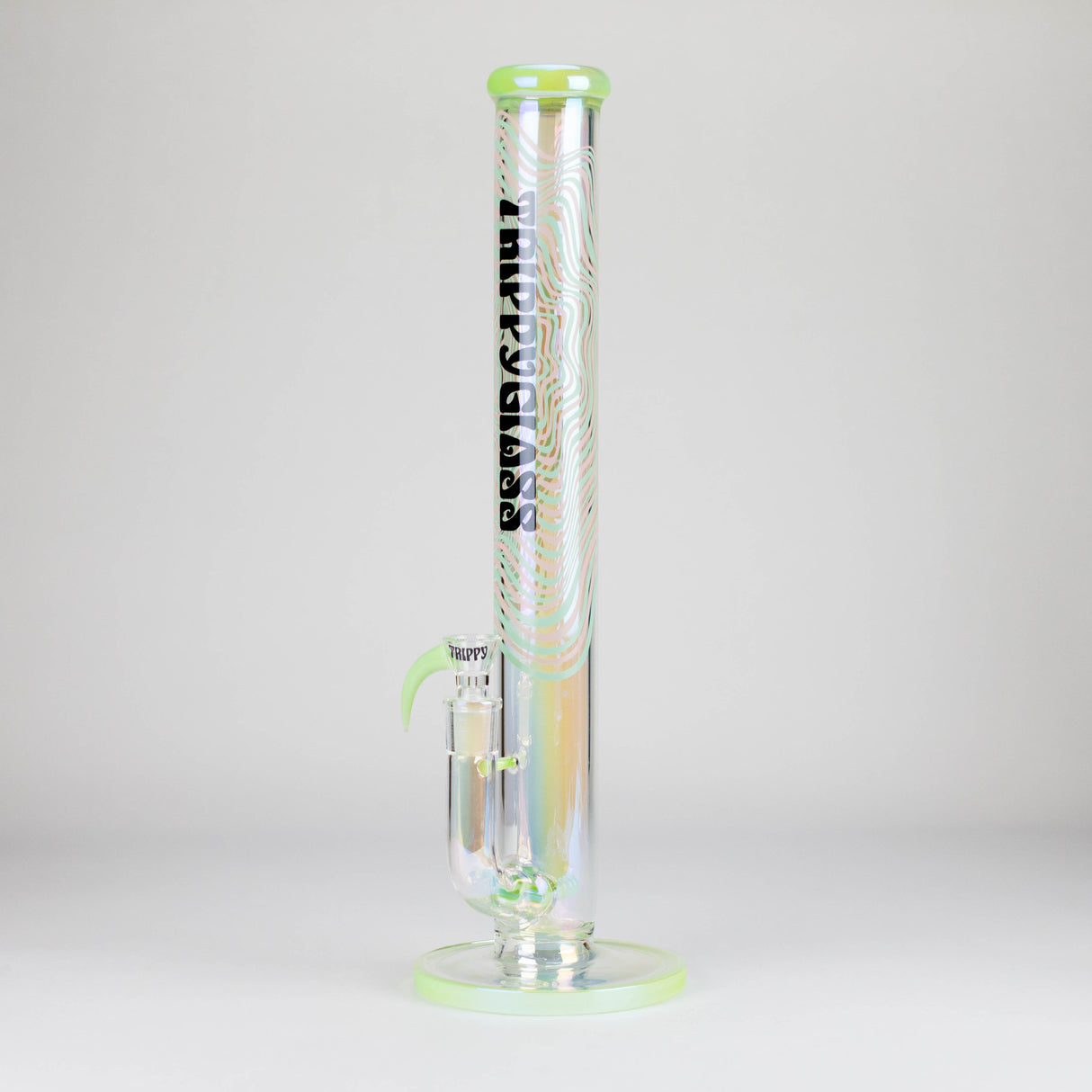 Trippy Glass | 17" Holographic Double Inline Straight Tube Glass Bong Glass Bong Small Biz Distributors Green