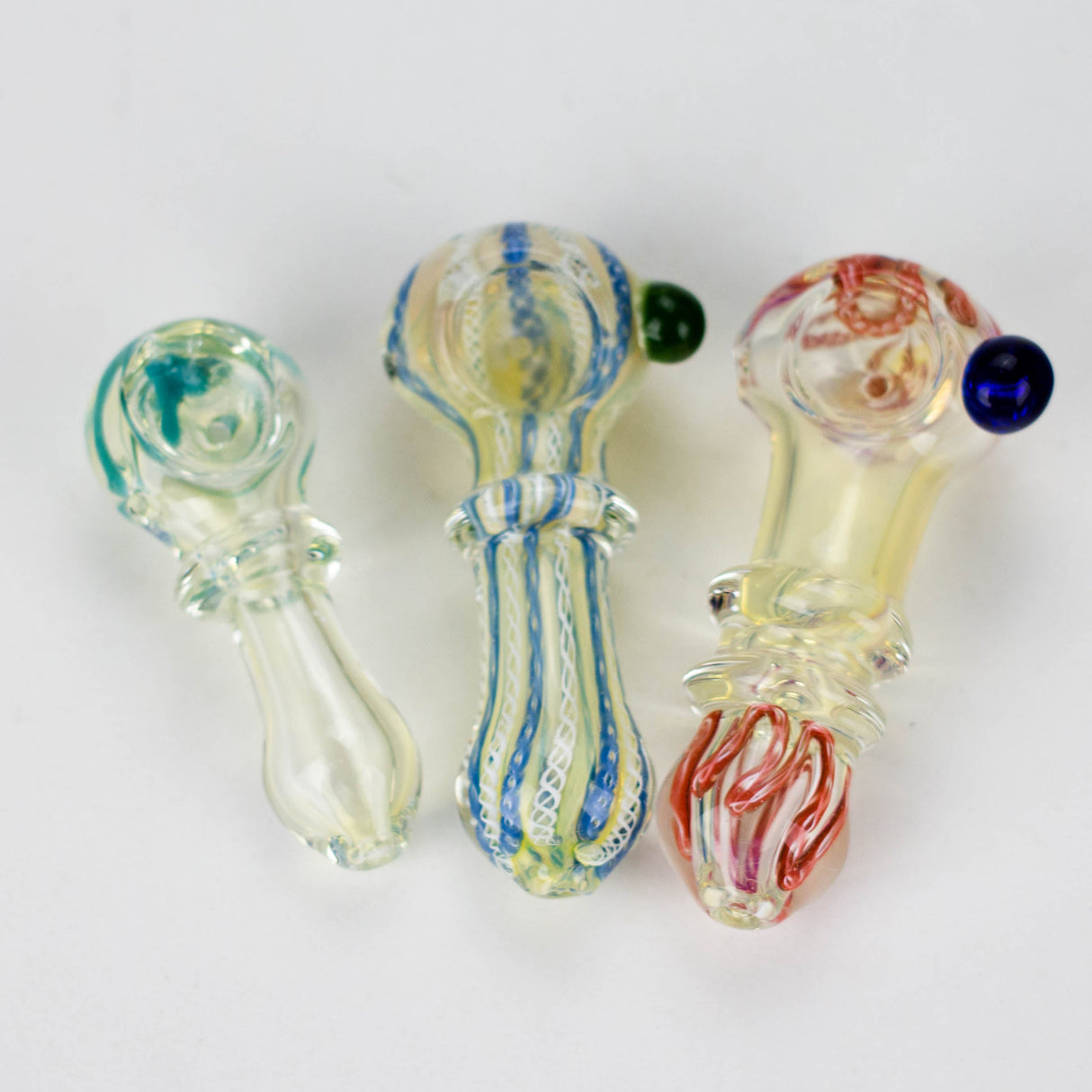 3" to 3.5" assorted color glass pipe Jar of 10 Glass Pipe Bongzie Smokes