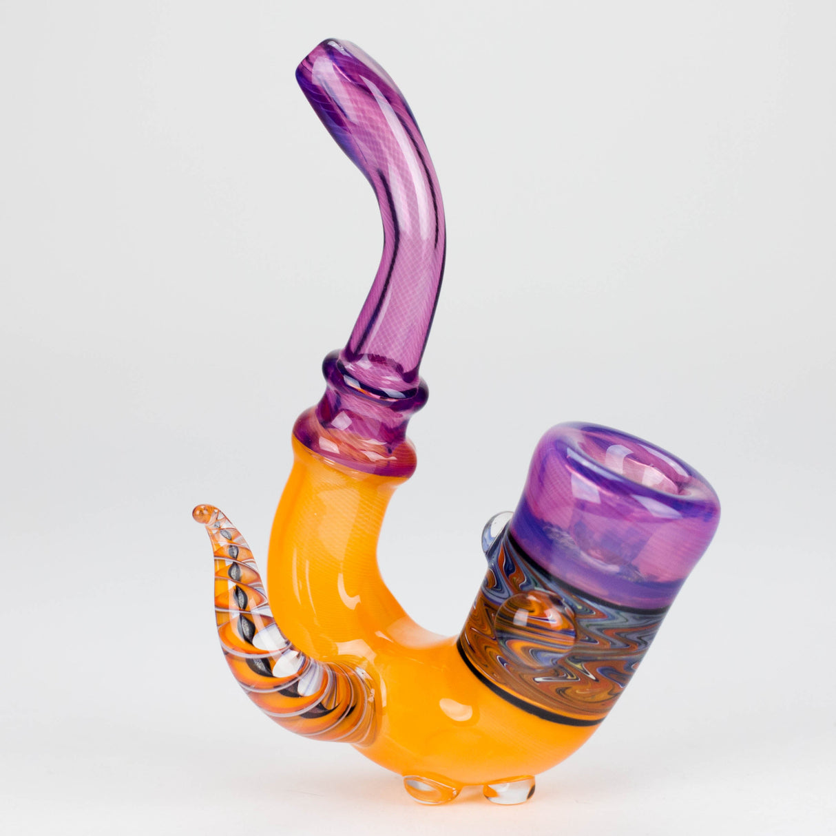 Mooks Glass | Heady Glass Sherlock Pipe - made in Canada Glass Pipe Smoking Cat Distribution Purple and Orange