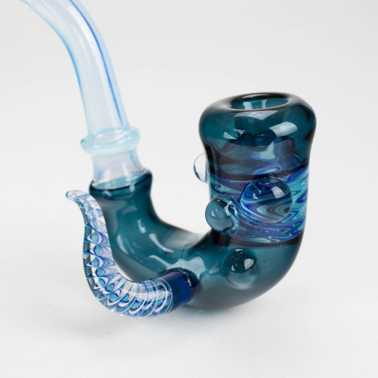 Mooks Glass | Heady Glass Sherlock Pipe - made in Canada Glass Pipe Smoking Cat Distribution Dark Blue and Light Blue