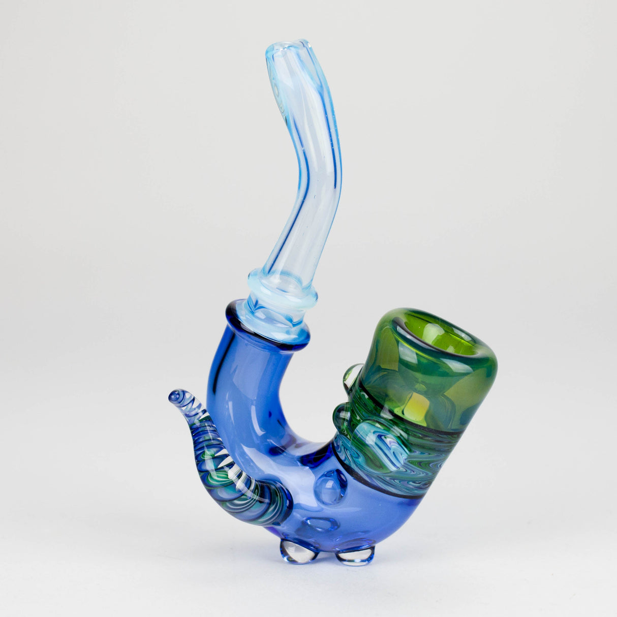 Mooks Glass | Heady Glass Sherlock Pipe - made in Canada Glass Pipe Smoking Cat Distribution Blue and Green