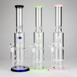 15" Color accented glass water bong with Double Perc Glass Bong 777 Smoke