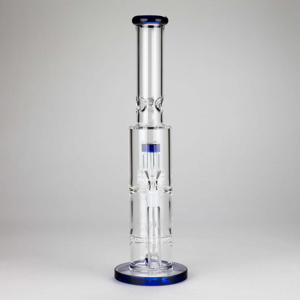 15" Color accented glass water bong with Double Perc Glass Bong 777 Smoke