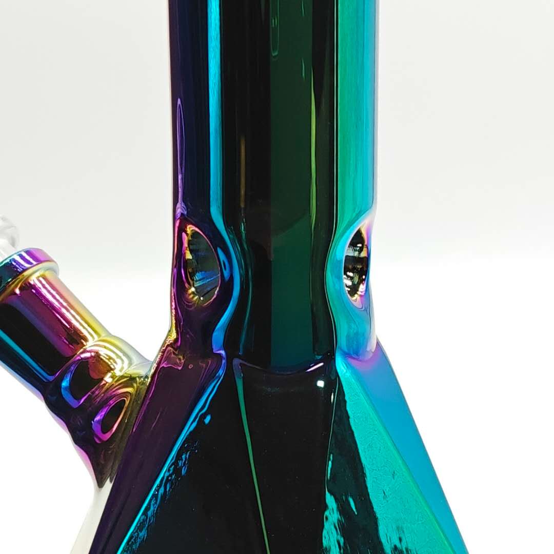10" 4mm Electroplated Hexagon Base Glass Bong-Assorted Color Glass Bong Fortune